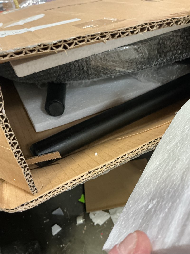 Condition photo showing As Is for Rattan Round Side Table, Black Small End Table, Accent Table, Modern Boho Bedside Table, Mid-Century Patio Side Table, End Tables for Living Room Bedroom Office Balcony Black-set