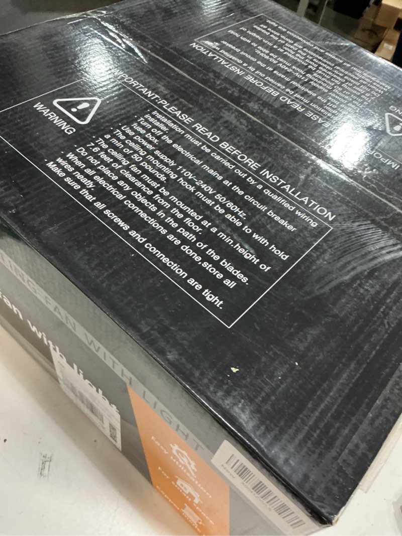 Condition photo showing Good Condition for 18W LED 20” Dimmable DC Drum Boho Caged Dimmable Ceiling Fan with Light Fixture,Fandelier with Remote Control, 3 Blades Small Cage Round Small Ceiling Fan for Indoor Room Kitchen Bedroom Dark brown