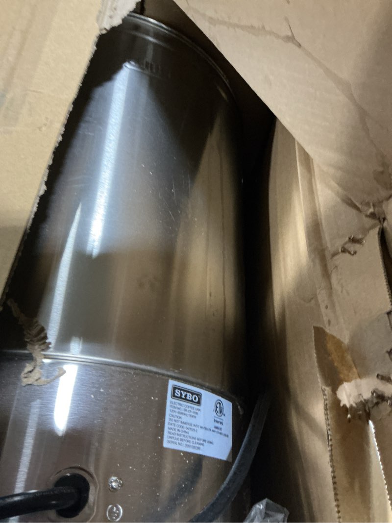 Condition photo showing As Is for SYBO SR-CP-100B Commercial Grade Stainless Steel Percolate Coffee Maker Hot Water Urn for Catering, 100-Cup 16 L, Metallic 16L Metallic