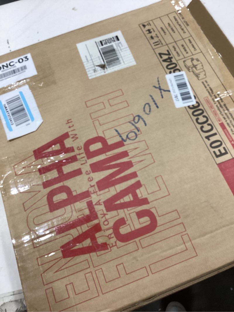 Condition photo showing As Is for LET'S CAMP Folding Stadium Seat Bleacher Chair with Cup Holder, Mesh Bag and Hide Hooks, Portable Stadium Chair with Back and Cushion Black Grey