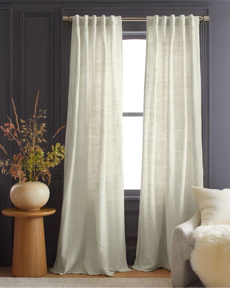 raw silk curtain - single panel color: ivory size: 48x96
