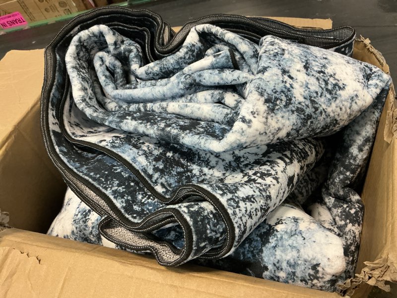 Condition photo showing As Is for rugflix 9x12 area rugs for living room, washable large rug stain-resistant low pile, modern dark carpet for dining room home office kid room nursery bedroom, navy blue/black 01-ocean blue 9' x 12' (rectangular)