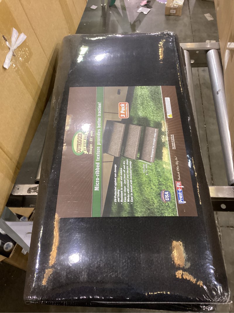 Condition photo showing New/Like New for Prest-O-Fit 3-Pack 2-4080 Outrigger Jumbo RV Step Rug Black Onyx 23 in. Wide