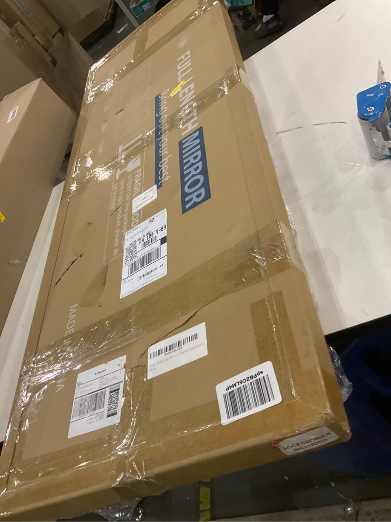 Condition photo showing Good Condition for Koonmi LED Full Length Mirror, 56"x20" Full Length Mirror with Lights, Lighted Floor Mirrors with Stand, Full Body Mirrors with Dimming & 3 Color Lightingfor Living Room Cloakroom, White Standing Mirror-rectangular 56"L x 20"W