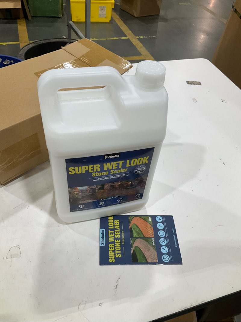 Condition photo showing New/Like New for super wet look stone sealer-1 gallon, durable & long-lasting protection with high gloss finsh, stain proof, against water damage & dissolved salts natural stone sealer for sandstone, driveways