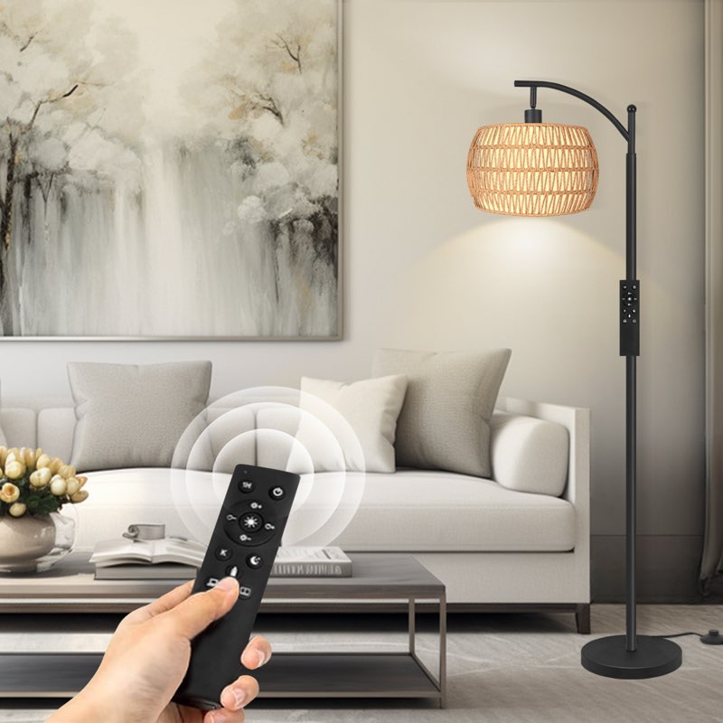 Arched/arc Floor Lamp With Remote Control, Dimmable Bulb Included