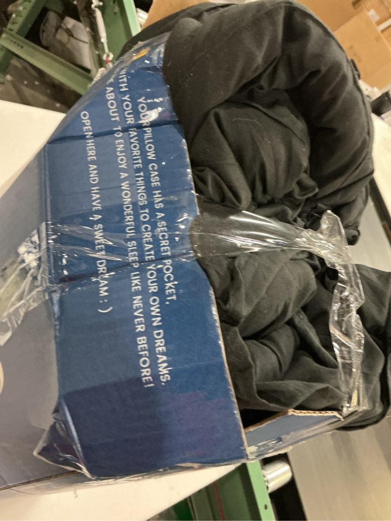 Condition photo showing As Is for QUIETSEA King Size Bed in a Bag 7 Pieces King Size Comforter Set, Ruffle Shabby Chic Bedding Comforter Set Black Bed Set with Comforter, Pillowcases, Flat Sheet, Fitted Sheet and Pillow Shams 14 - Black Ruffle King