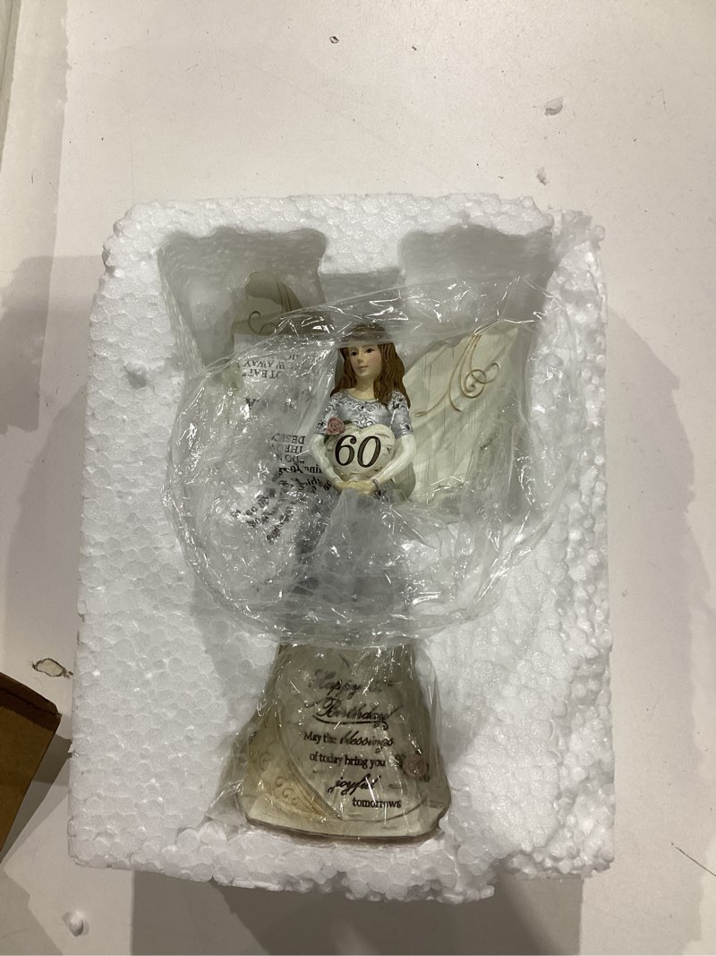 Condition photo showing Good Condition for pavilion elements angels figurine - guardian angel figure display - happy 60th birthday may the blessings of today bring you joyful tomorrows printed text, collectibles angel figurines, 6"