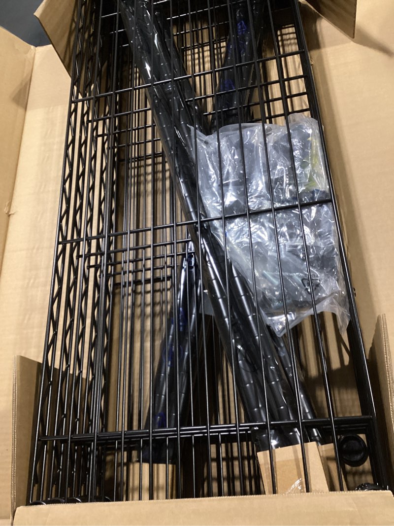Condition photo showing New/Like New for amazon basics 5-shelf adjustable heavy duty steel wire storage shelves for garage, kitchen, easy assembly, 36" x 14" x 72", black no wheels 36" l x 14" w x 72" h black