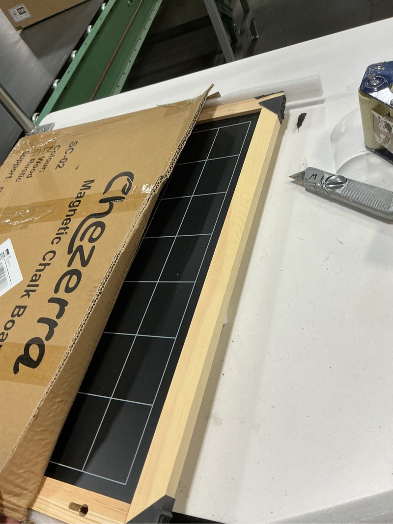 Condition photo showing Good Condition for 2-in-1 Double-Sided Magnetic Chalkboard 24"x16", Chalk Calendar Board & Large Blackboard for Kitchen & Home Decor, Schedule, Menu, Back-to-School Gift - Hanging Chalk Board with 2 Liquid Pens, Wood Wood 24"x16"