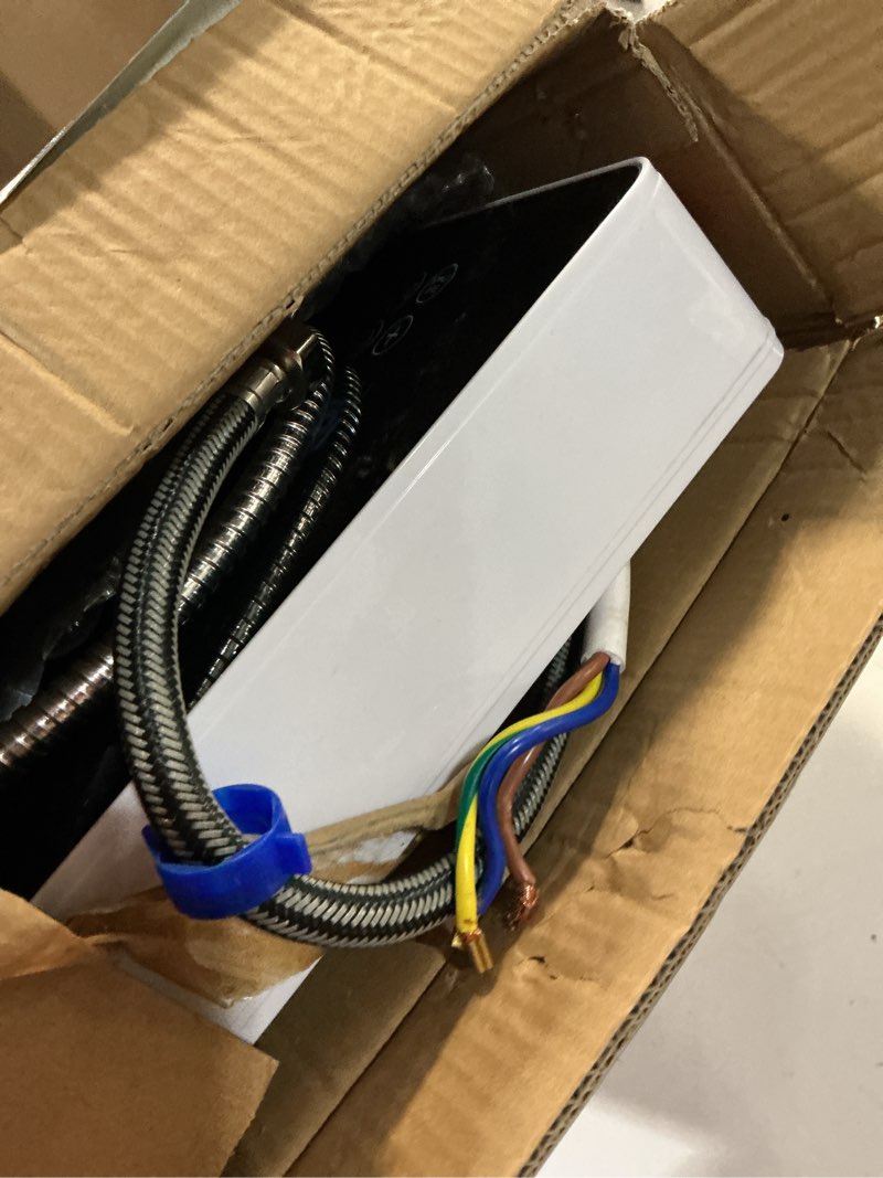 Condition photo showing As Is for tankless water heater electric 240v-7000w. instant water heater for kitchen?bathroom?under sink.on demand hot water heaters electric with digital display.continuous flow point of use on demand heating