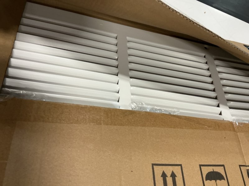 Condition photo showing Good Condition for howeall 24"w x 10"h [duct opening size] steel return air grille, air return vent cover for ceiling and sidewall - hvac air vent covers - [outer dimensions: 25.75"w x 11.75"h] 24"w x 10"h [duct opening]
