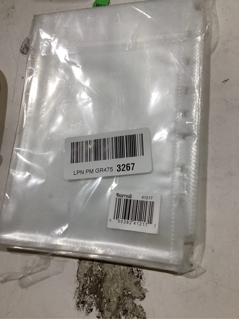 Condition photo showing New/Like New for samsill mini sheet protectors 50 pack, 5.5 x 8.5 inch page protectors for mini 3 ring binder, heavy duty, clear protector sheets, 7 hole, top loading, acid free