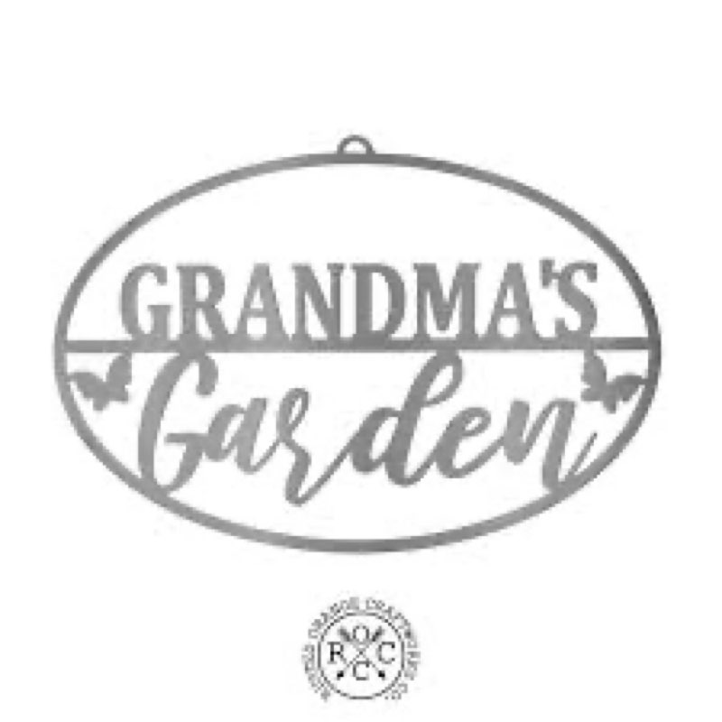 Garden Custom Oval Sign – Mom’s or Grandma’s Yard Décor – Personalized Outdoor Metal Sign for Vegetable & Flower Gardens – Decorative Steel Sign, Made in USA (Grandma's)