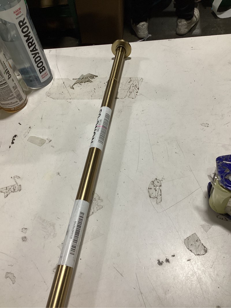 Condition photo showing As Is for (similar to )gold shower curtain rod 31 to 80 inch,1 inch diameter adjustable spring tension stainless steel telescoping rod,easy install,no rust 31-80 gold