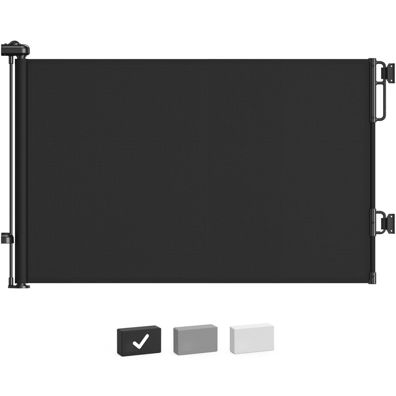 Cumbor 55inch Wide Retractable Baby Gates for Doorways, Mesh Dog Gate for The House, One-Hand Opening Child Toddler Gates for Stairs, Pet Puppy Fence Indoor & Outdoor, Black