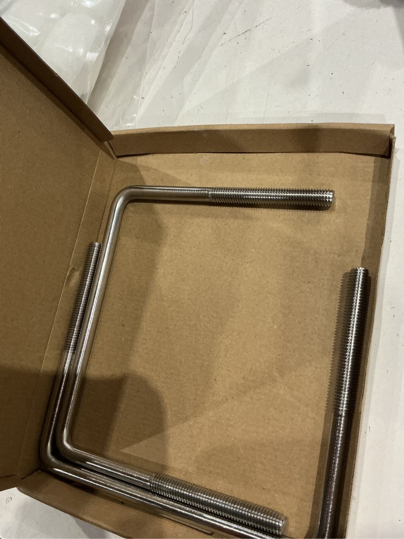 Condition photo showing Good Condition for 2 pcs m10 square u bolts 6 inch wide, 3/8" x 6"w x 5-1/8"l stainless u bolt heavy duty with nuts, bolt plate and washers (2, m10 x 6" w x 5-1/8"l) m10 x 6"w x 5-1/8"l 2
