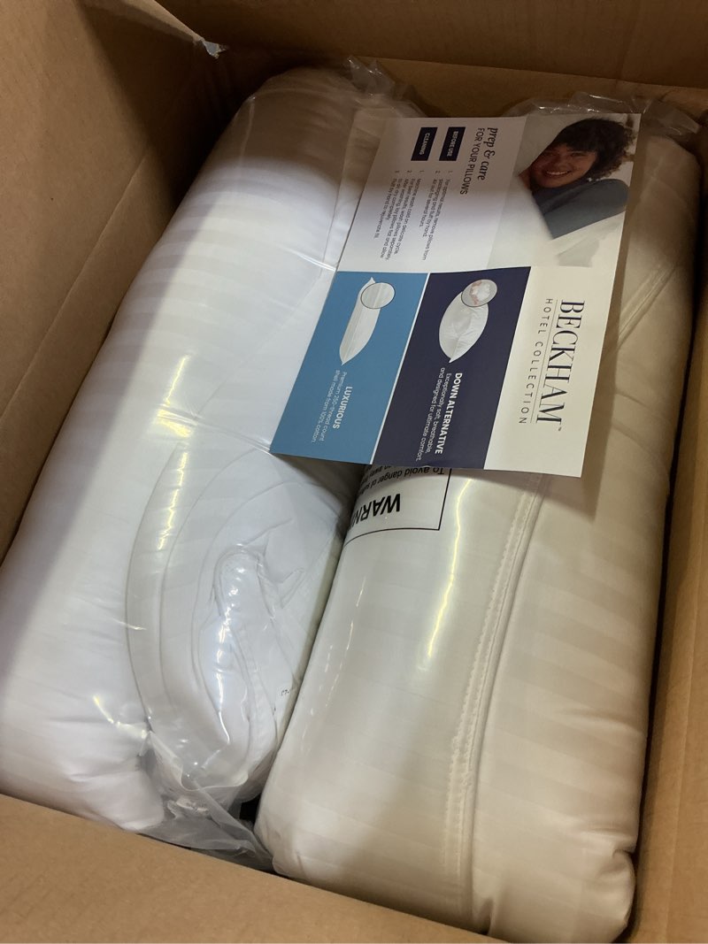 Condition photo showing New/Like New for beckham hotel collection bed pillows standard/queen size set of 2 - original soft down alternative pillow for sleeping - soft support for back, stomach or side sleepers queen / standard white