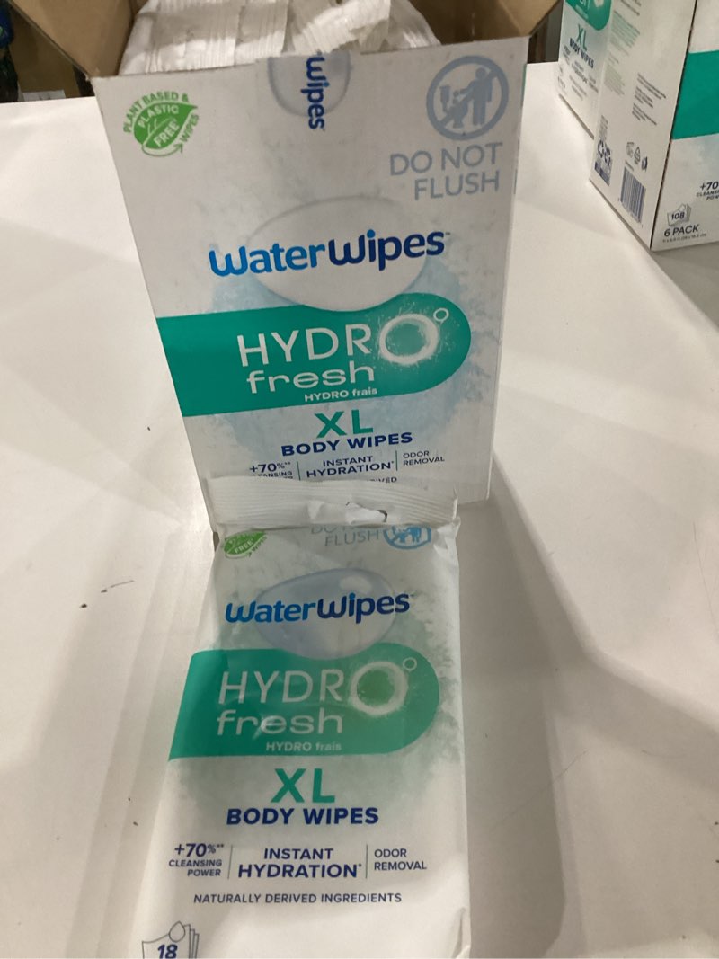 waterwipes hydrofresh refresh wipes, stay clean & refreshed, xl body cleaning wipe, instant cleanlin