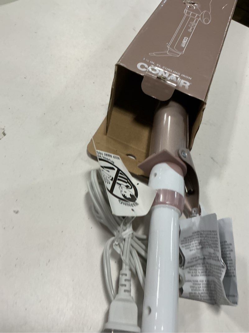 Condition photo showing Good Condition for Conair Double Ceramic 1 ½-Inch Long Barrel Curling Iron, 1 ½-Inch Barrel Creates Soft Waves, Hair Waver for Use on Medium & Long Hair, White/Rose Gold