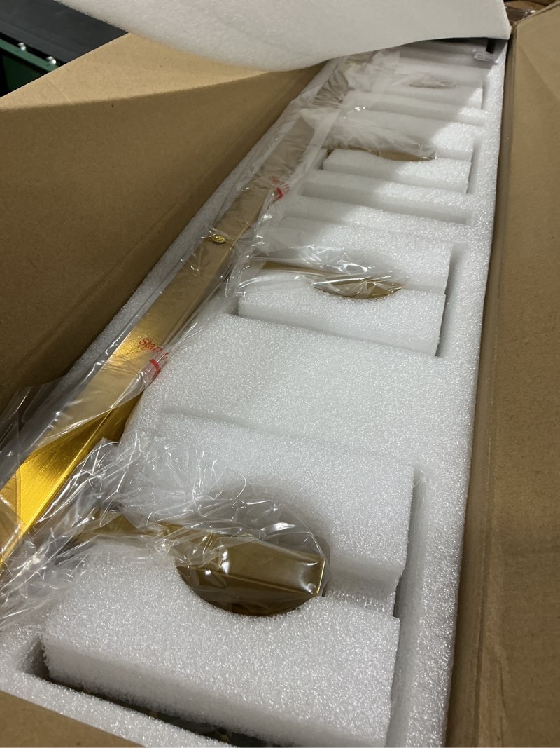 Condition photo showing Good Condition for Modern 5-Light Gold Brushed Brass Finish Crystal Wall Light for Bathroom Vanity Gold Straight 5-Light