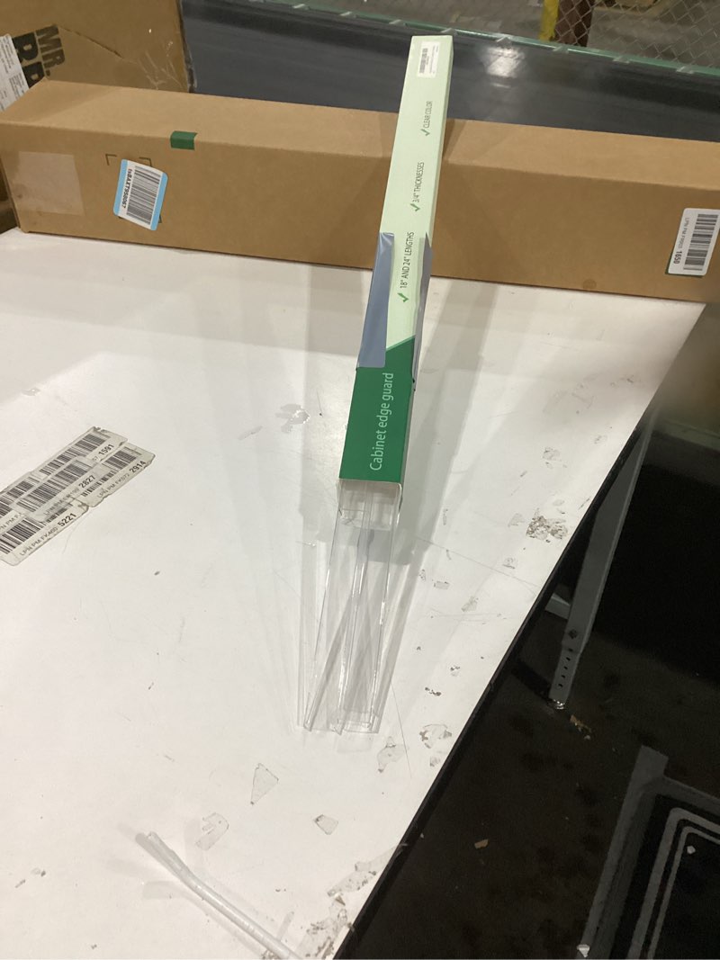 Condition photo showing New/Like New for 4pcs Cabinet Door Protector, Plastic Edge Protector Trash Drawer Protector Edge Guard, Slip on Protectors for Cabinets– 3/4" Thick, 24" Length, Prevent Wear, Chipping, Discoloration 24" L x 3/4" T- Clear 4