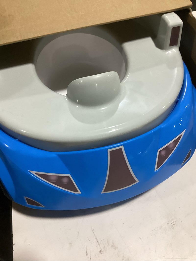 Condition photo showing Good Condition for hot wheels blue race car potty training toilet, race car potty seat includes detachable toddler toilet seat and kids potty, ages 12 months and up
