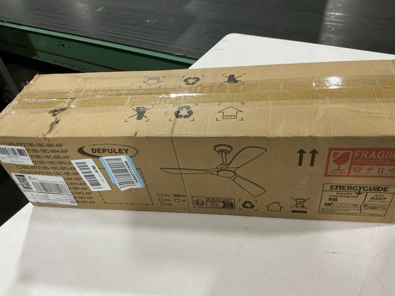 Condition photo showing Good Condition for depuley ceiling fan with light and remote: 52 inch white 3 blade outdoor fans for patios - dimmable indoor fan with remote control fandelier ceiling fansultra quiet dc motor reversible 6 speed timer 52 inch white 01