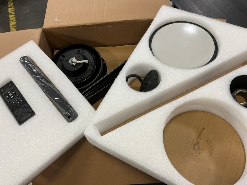 Condition photo showing Good Condition for edishine 42" outdoor ceiling fan with light, ip66 waterproof gazebo hanging fan, 4800 cfm, 3cct, app/remote control, 5 wood blade, 6-speed winds, plug in ceiling fans for patios porch pergola, black black 42 inch