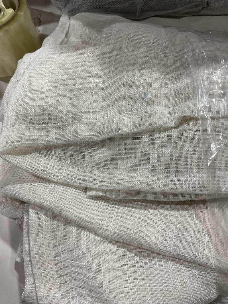 Condition photo showing As Is for lamit cream linen curtains 84 inch length 2 panels, light filtering semi sheer panels back tab and rod pocket neutral boho drapes for bedroom/living room, 52 x 84 inch 52"w x 84"l (pack of 2) cream