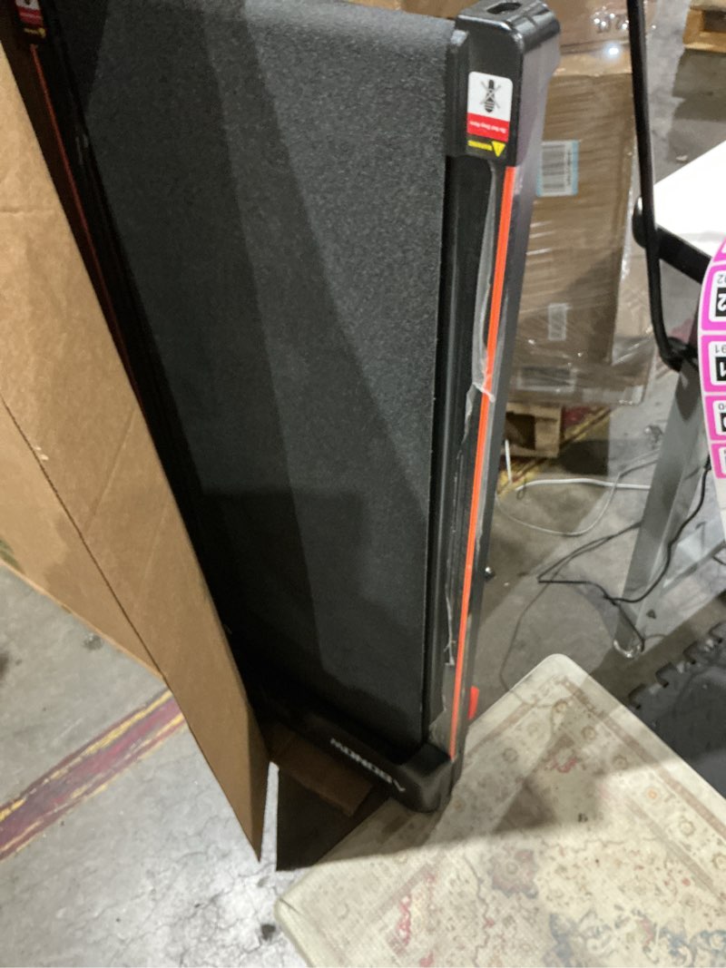 Condition photo showing As Is for abonow walking pad, under desk treadmill with incline for home office 2.5hp portable walking treadmill with 265 lbs weight capacity walking machine, remote control, led display black orange