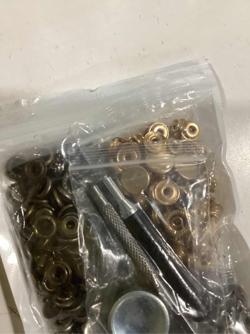 Condition photo showing Good Condition for 120 Set Leather Snap Fasteners Kit, 10/12.5/15mm Metal Button Snaps Press Studs with 4 Setter Tools, 4 Color Leather Snaps for Clothes, Jackets, Jeans Wears, Bracelets, Bags 12.5mm(203#)