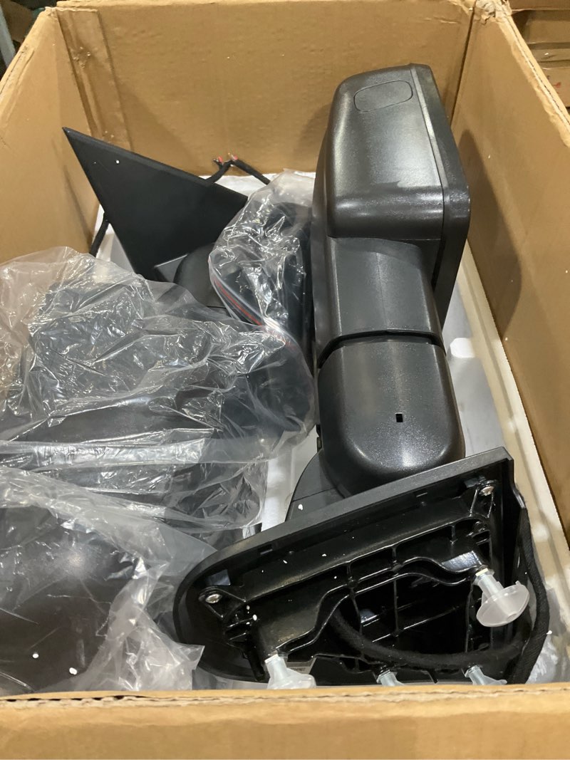 Condition photo showing As Is for This item is a set of aftermarket towing mirrors for a truck, such as those made by AUTOSAVER88 or VX Auto, designed to replace factory mirrors