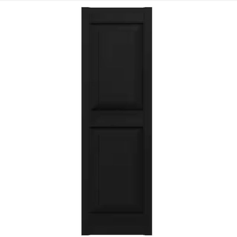 14.75 in. x 71 in. raised panel vinyl exterior shutters pair in black