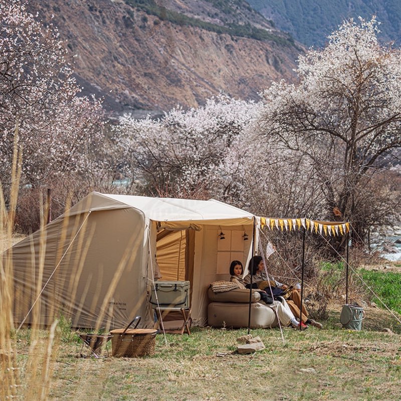 Naturehike AIR Series 12Y Cotton Inflatable Tent Air Inflatable Tent 12? One Bedroom Living Room and Balcony PVC Air Pole Waterproof Tent for 2-4 Persons