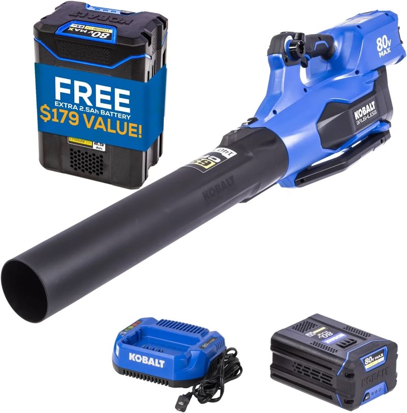 kobalt 80-volt 630-cfm 140-mph battery handheld leaf blower