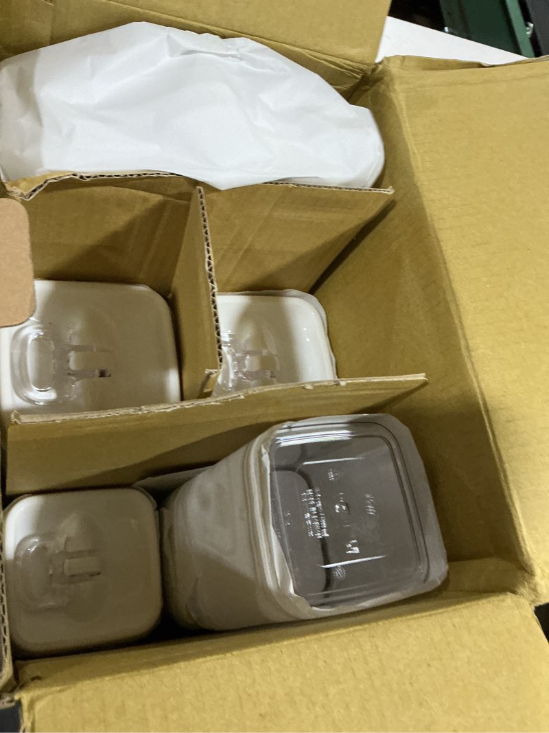 Condition photo showing Good Condition for felli flip tite storage container with 4 inch lid square & rectangle, air tight ring seal top clear acrylic canister jar, spice pasta cereal snack pantry organizer, gift set for women (10pk, variety) 4" regular variety 10pk