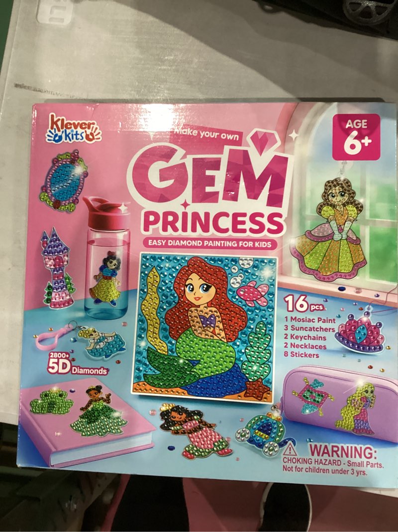 Condition photo showing New/Like New for Klever Kits 16 Projects Gem Princess for Kids, Make Your Own Diamond Gem Painting Kit, Arts and Crafts for Girls Ages 6-12, Gem Craft Activities Kits, Premium Art Gift Ideas for Girls Ages 6, 7, 8+