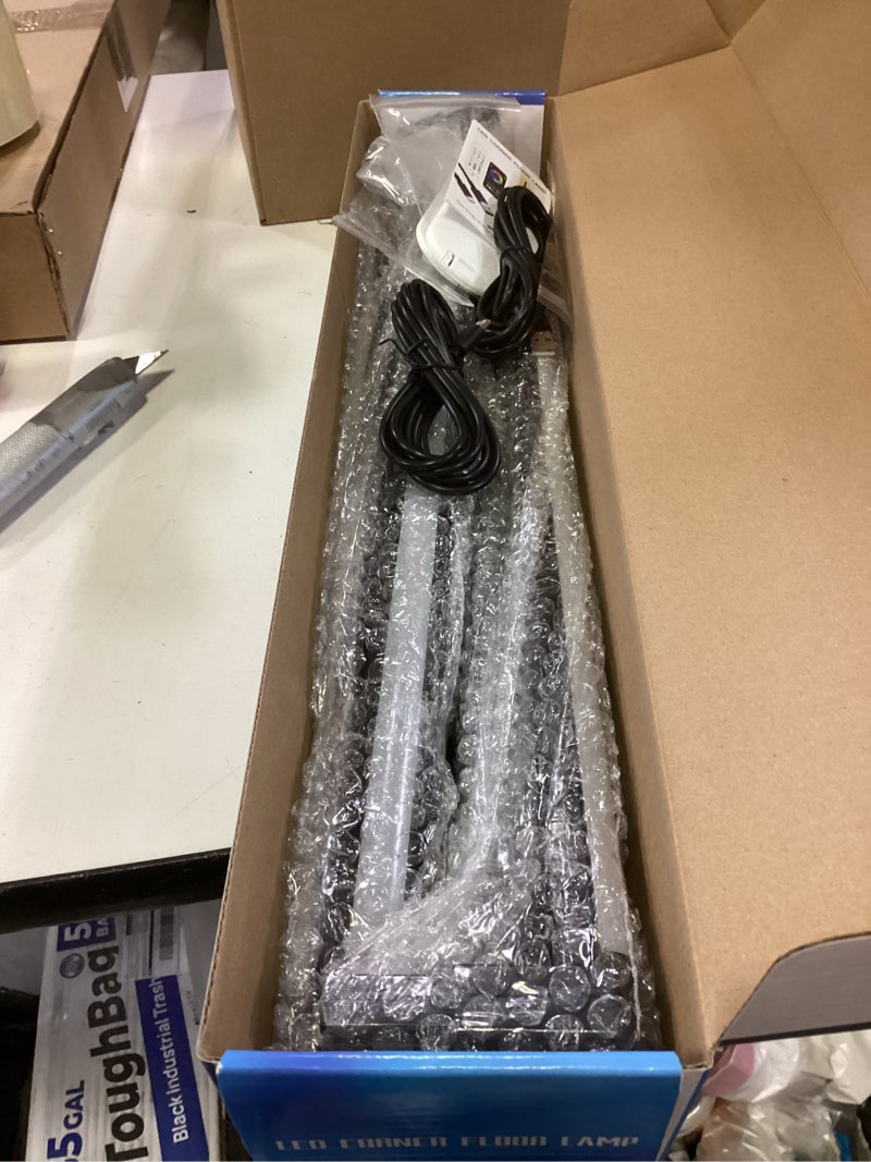 Condition photo showing Good Condition for 2 Pack RGB Corner Floor Lamp, Color Changing With Remote & Bluetooth APP Control, Music Sync Modern Lighting, 16 Million Dimmable Standing Lamp for Living Room, Bedroom 2 Pack Floor Lamp with Bluetooth 2.0