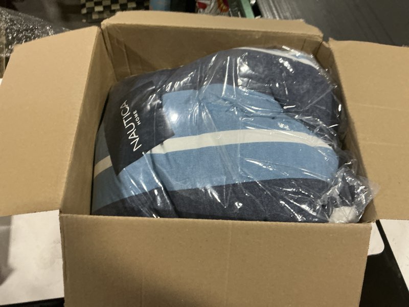 Condition photo showing Good Condition for nautica - king comforter set, cotton reversible bedding with matching shams & bonus decorative pillows (westport navy, king) king westport navy
