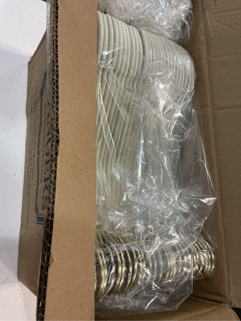Condition photo showing New/Like New for mizgi premium velvet hangers pack 50 pcs heavyduty - non slip slimline - velvet suit hangers ivory - gold hooks,space saving clothes hangers … ivory/gold 50 pack
