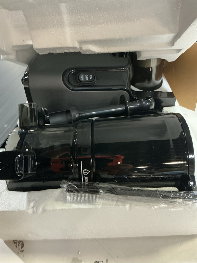 Condition photo showing As Is for juicer machines with 5.8" large chute, 2-in-1 cold press juicer for whole vegetables fruits 400w, masticating juicer easy to clean juice extractor machine for making nut mike, juice, premium gray titanium gray