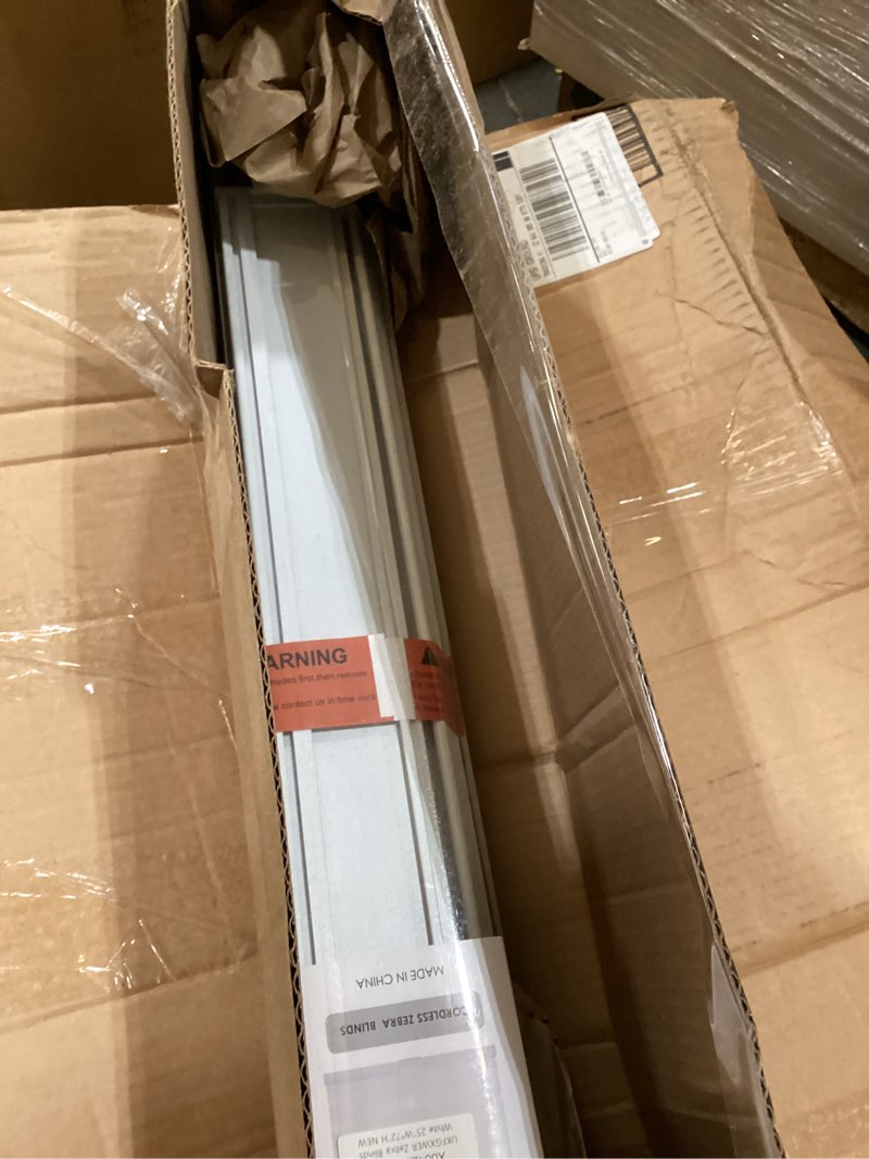 Condition photo showing Good Condition for cordless zebra blinds for windows,free-stop pull down roller shades,dual layer privacy for day and night,light filtering door shades for home office easy to install(25" w x 72" h,white) white 25"w x 72"h