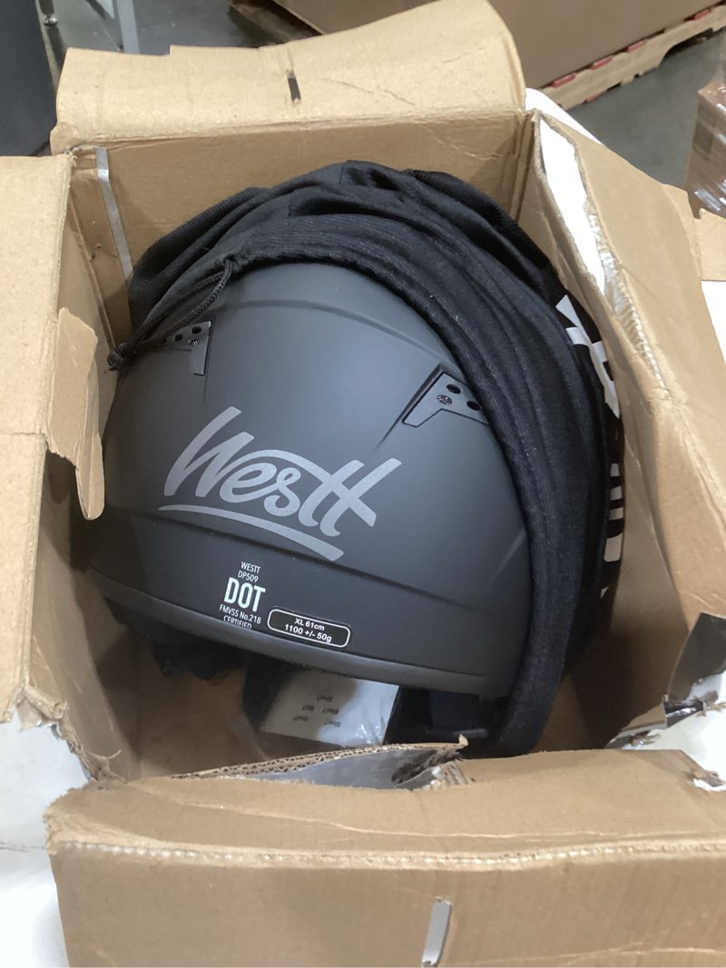 Condition photo showing Good Condition for westt open face motorcycle helmet, dot approved, 3/4 helmet motorcycle, 3 diy styles, ventilation and comfort, with sun visor quick release, for men & women - for chopper, scooter (rover xl black) xl (24.02-24.41 in)