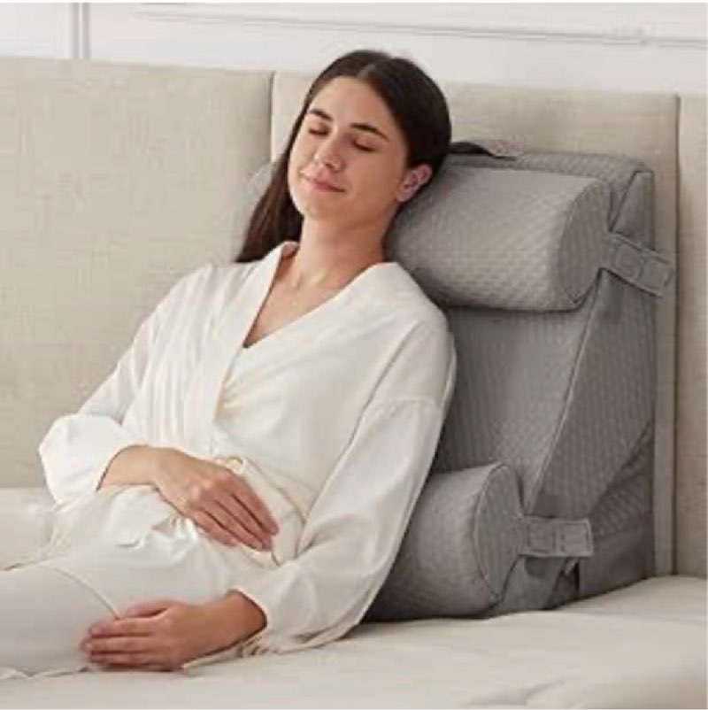 4PCS Wedge Pillow Set for After Surgery, Adjustable 9&12 Inch Bed Wedge Pillow for Sleeping, Incline Pillow Wedge for Headboard, Post Surgery, Acid Reflux, Neck&Back Support, Grey