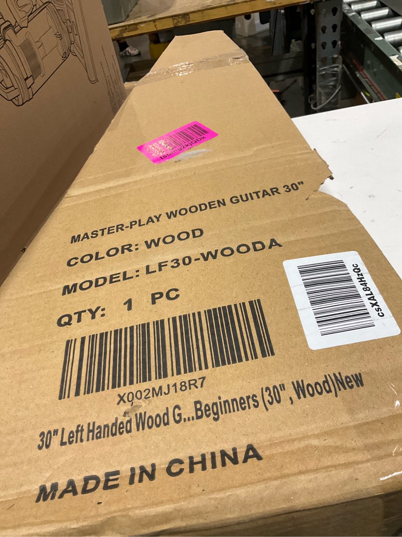 Condition photo showing As Is for 30" left handed wood guitar with case and accessories for kids/girls/boys/teens/beginners (wood) left wood