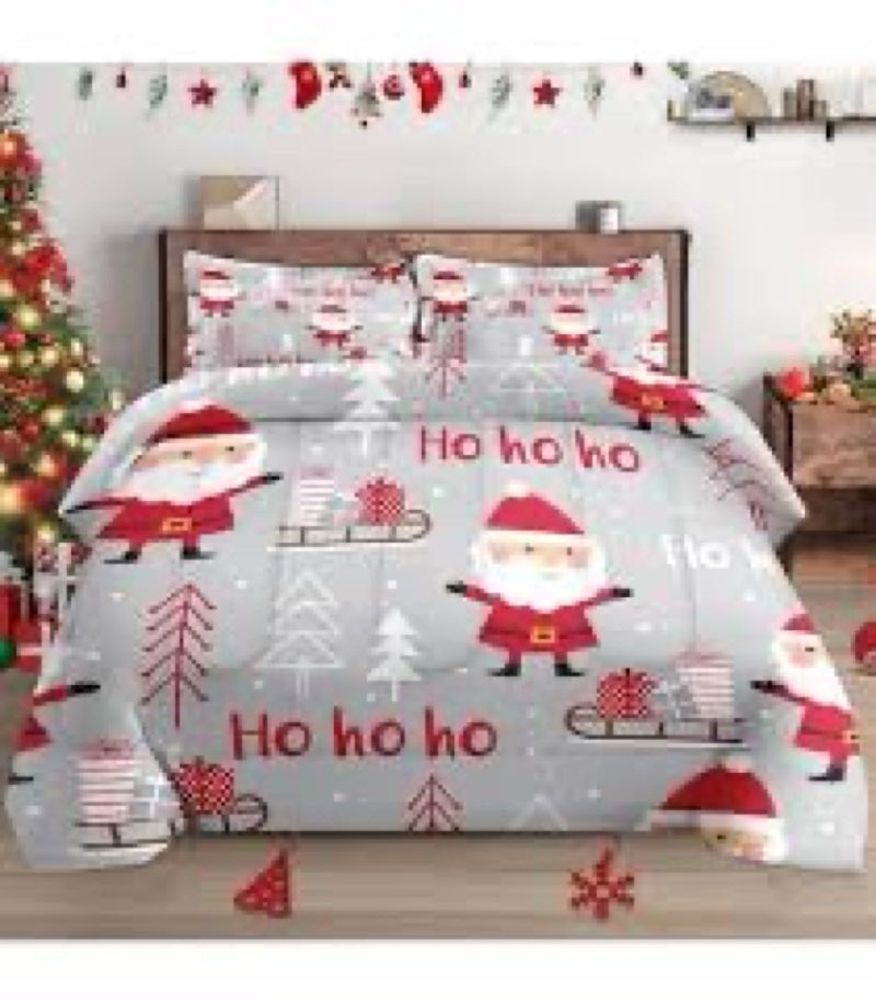 WeCozy Queen Size Comforter Set with 2 Pillowcases, Cute Christmas Santa Claus Kids Soft 3 Pcs Beddi