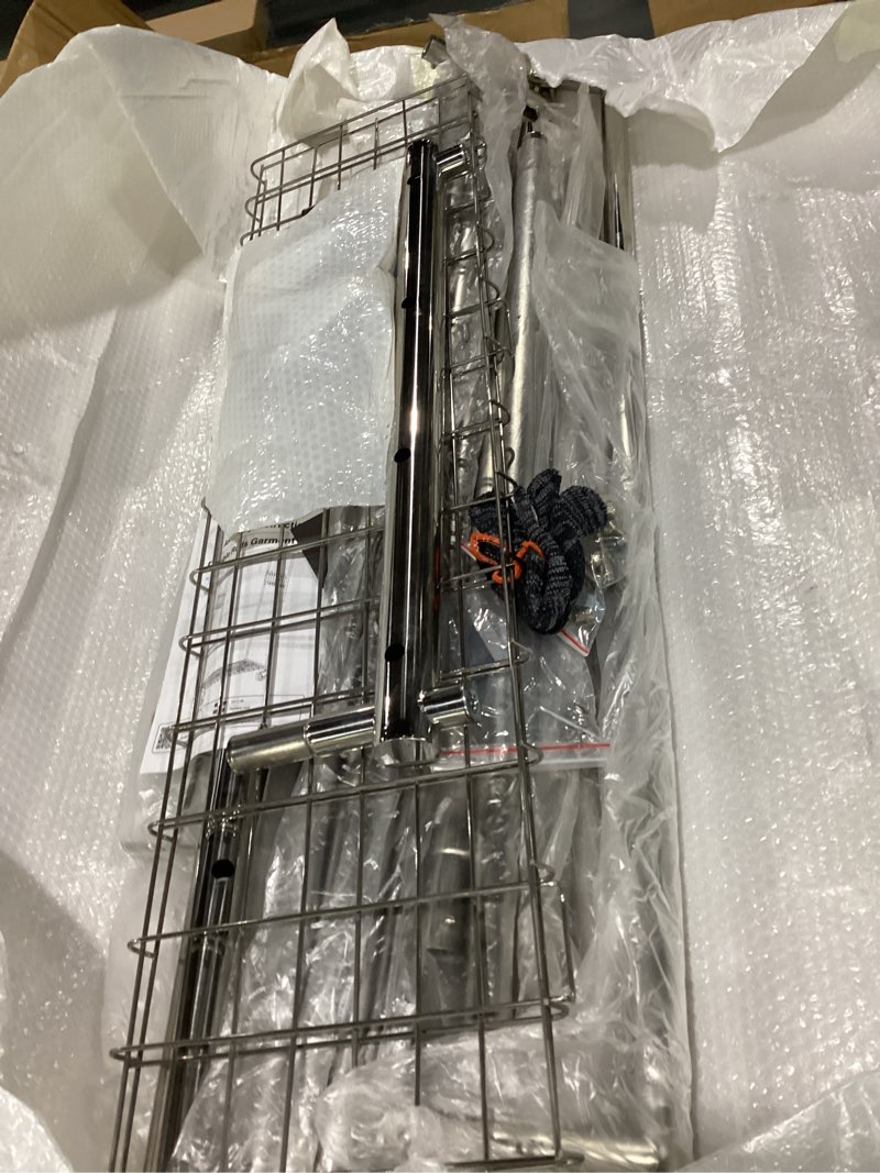 Condition photo showing Good Condition for 100% stainless steel heavy duty clothes rack load 960lbs, three rods clothing racks for hanging clothes extendable?rolling garment rack with sturdy wheels shelves hooks, portable closet wardrobe rack silver triple rod