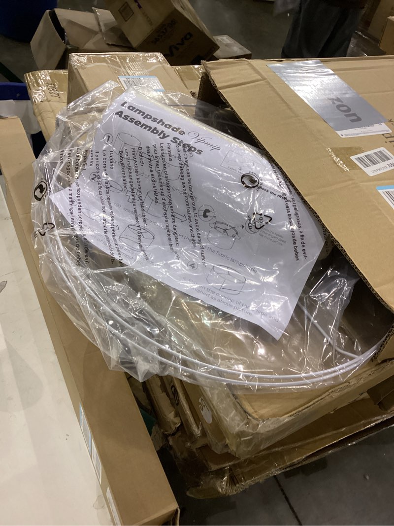 Condition photo showing New/Like New for Line Lamp Shades,18" Top x 18" Bottom x 12" High,Assembly Required Large Drum Lampshade, Replacement Lamp Shades for Table Lamps, Floor Lamps, Spider Fitter Linen 18X18X12 in