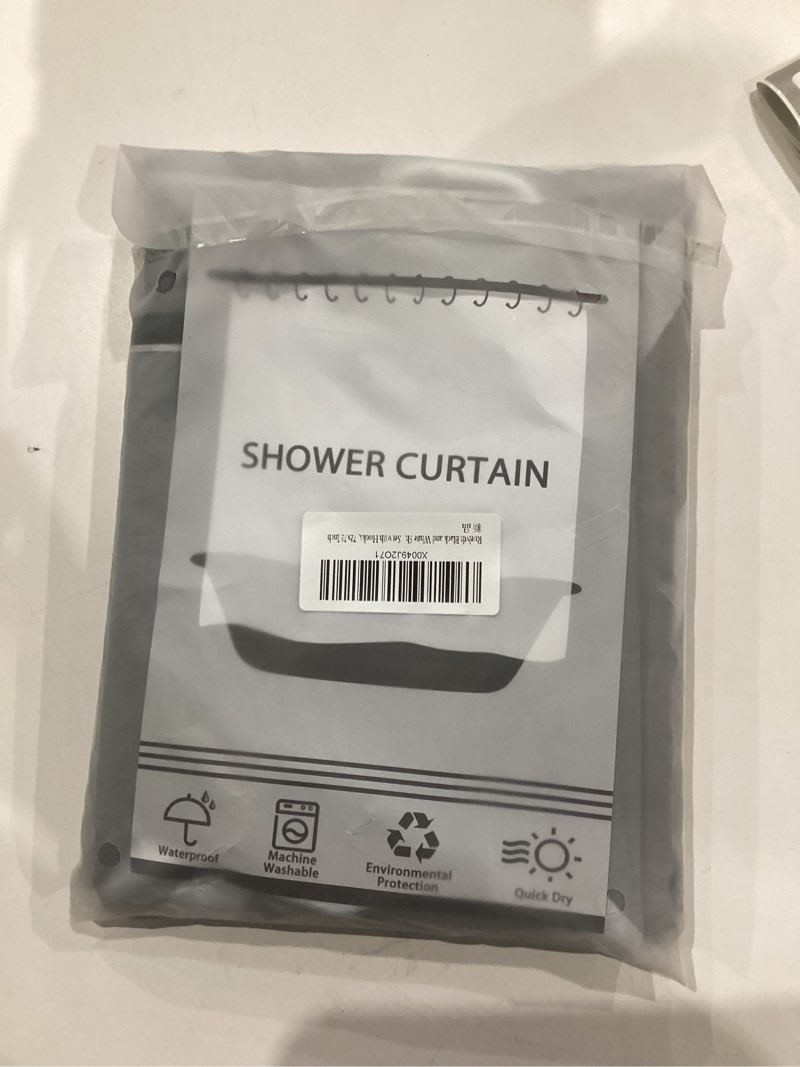 Condition photo showing New/Like New for Black and White Shower Curtain, Modern White Stripes Shower Curtain for Bathroom Waterproof Polyester Fabric Geometric Shower Curtain Set with Hooks, 72x72 Inch Black 72"W x 72"L (Pack of 1)